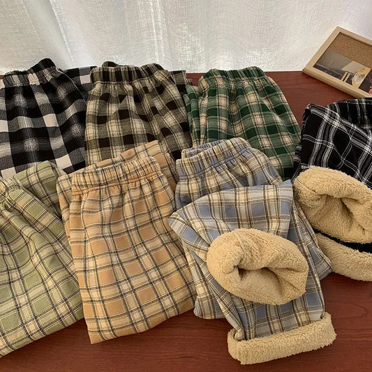 Plush Cashmere Plaid Pants