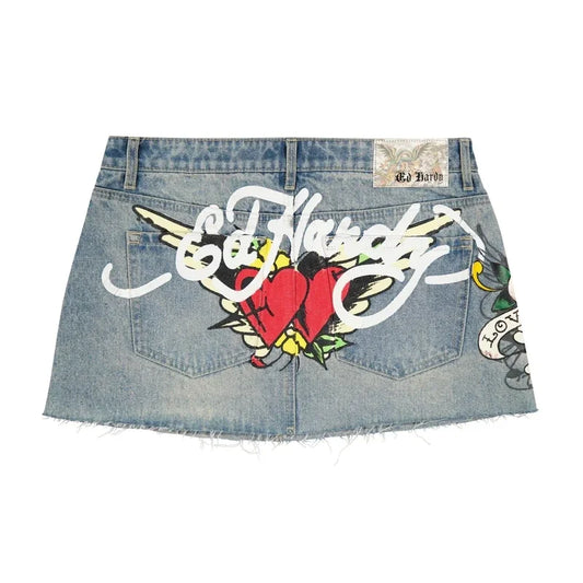 Vintage Ed Hardy Denim Mini Skirt